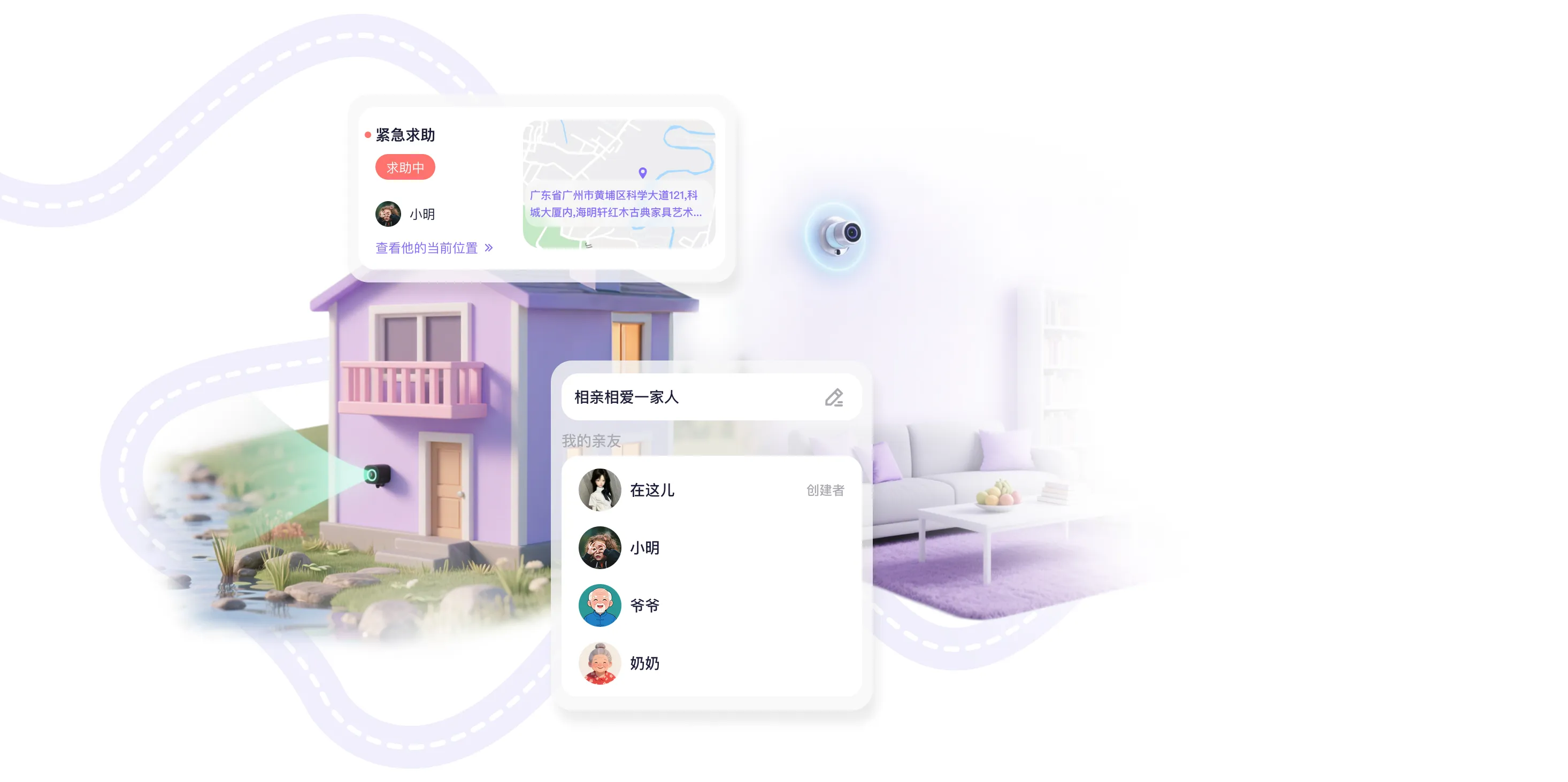 家庭安防场景示意图