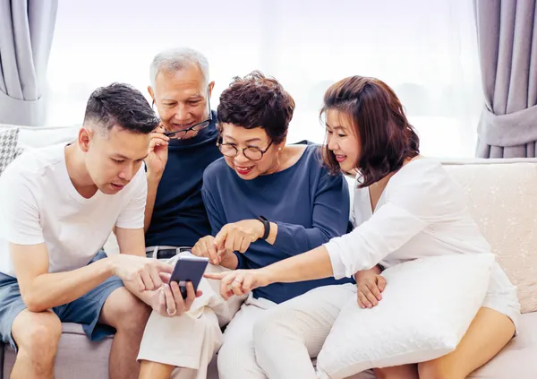 Family sharing scene